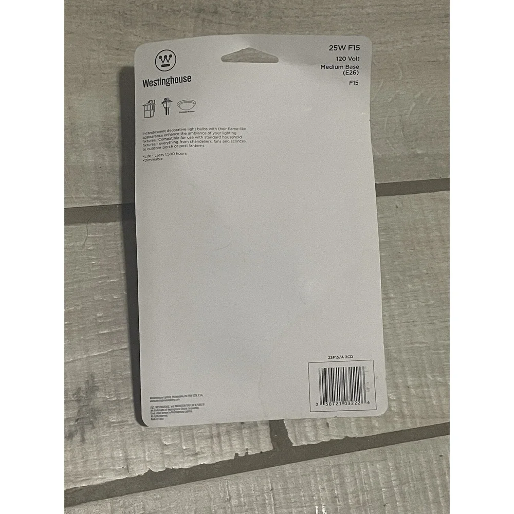 Westinghouse‎ 25 Watt F15 Decorative Bulb Amber 120V Standard 03222 2 Pack